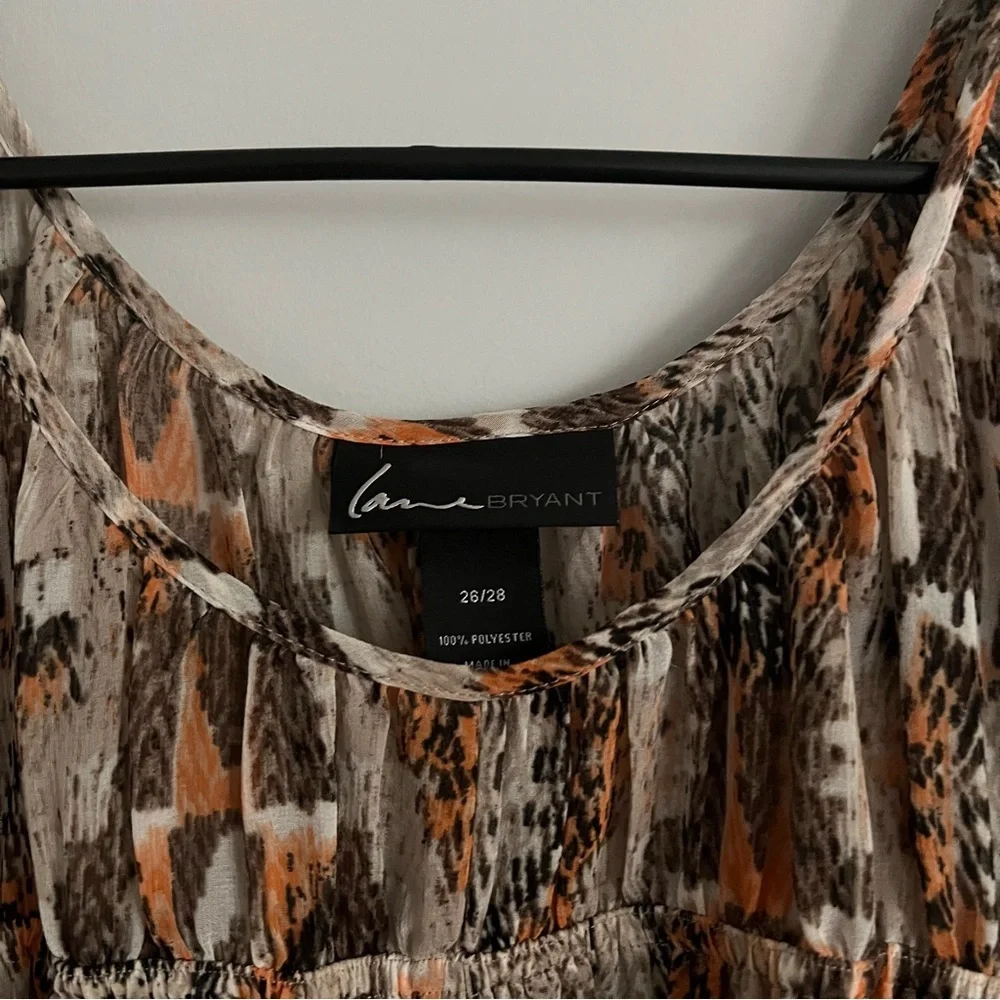 Lane Bryant Fall Brown and Orange Aztec Print Sheer Blouse